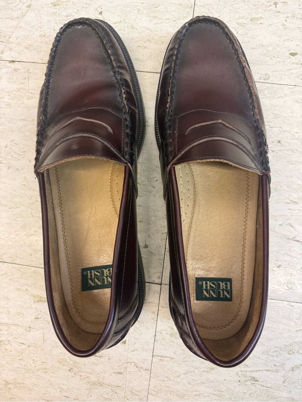 Nunn Bush Men’s Wine/Burgundy Leather Penny Loafers